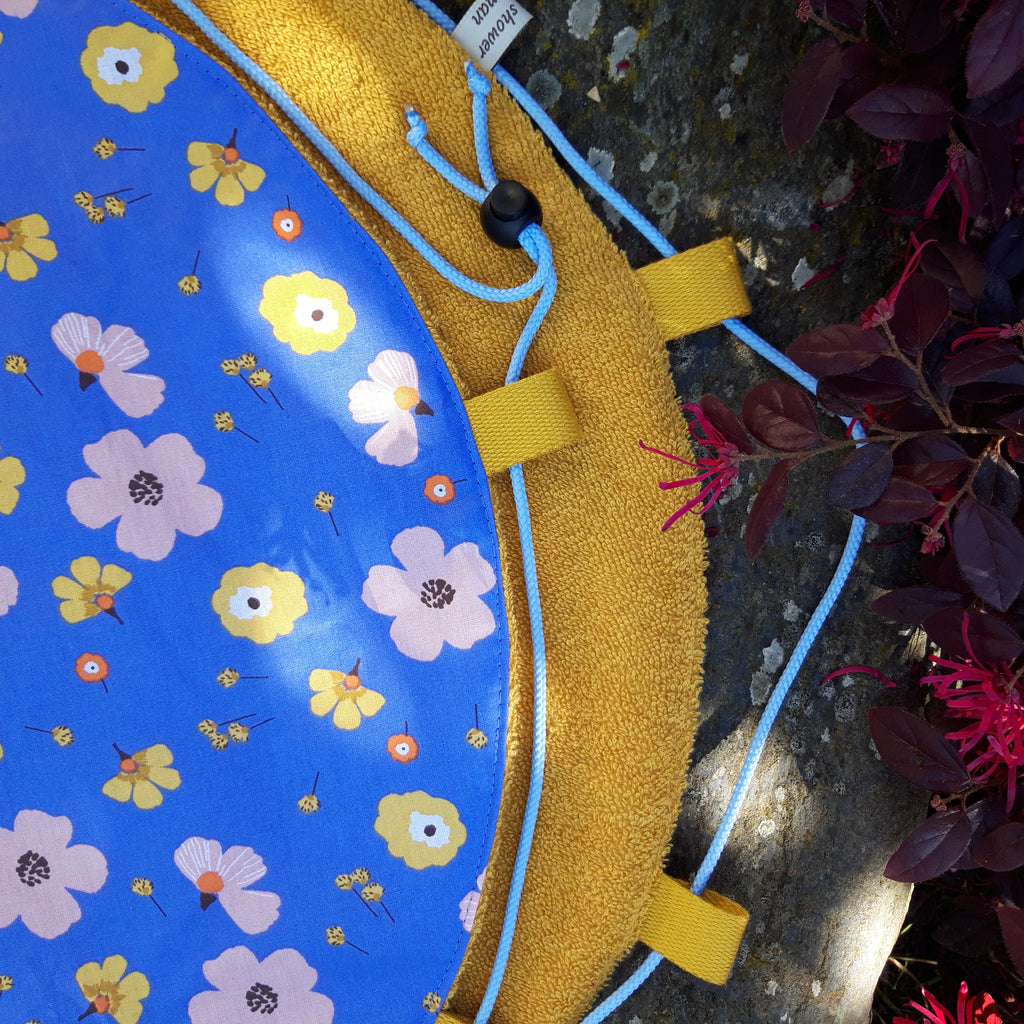 Tapis pieds au sec - Floral saumon et moutarde