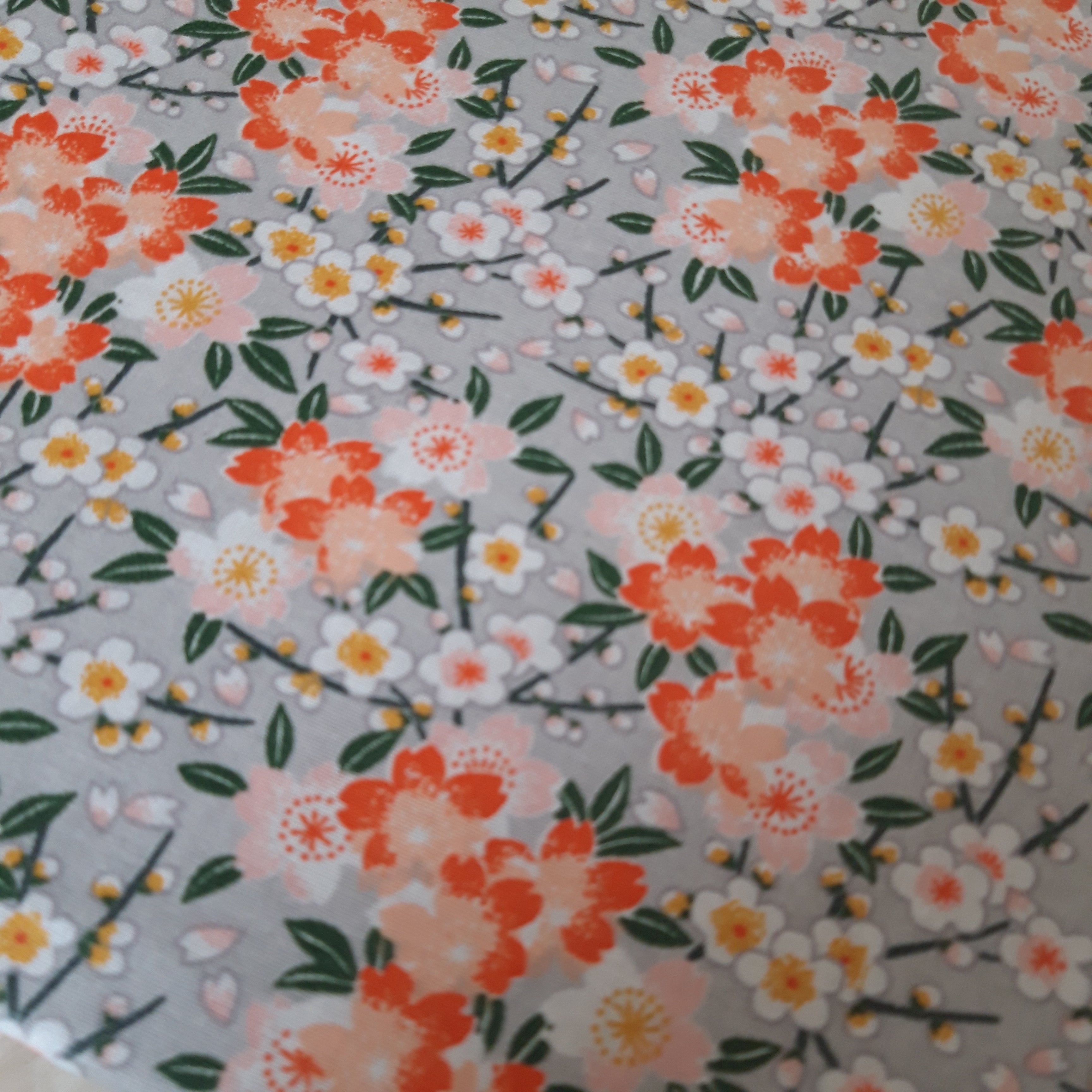 Couvercle à saladier Floral gris et orange