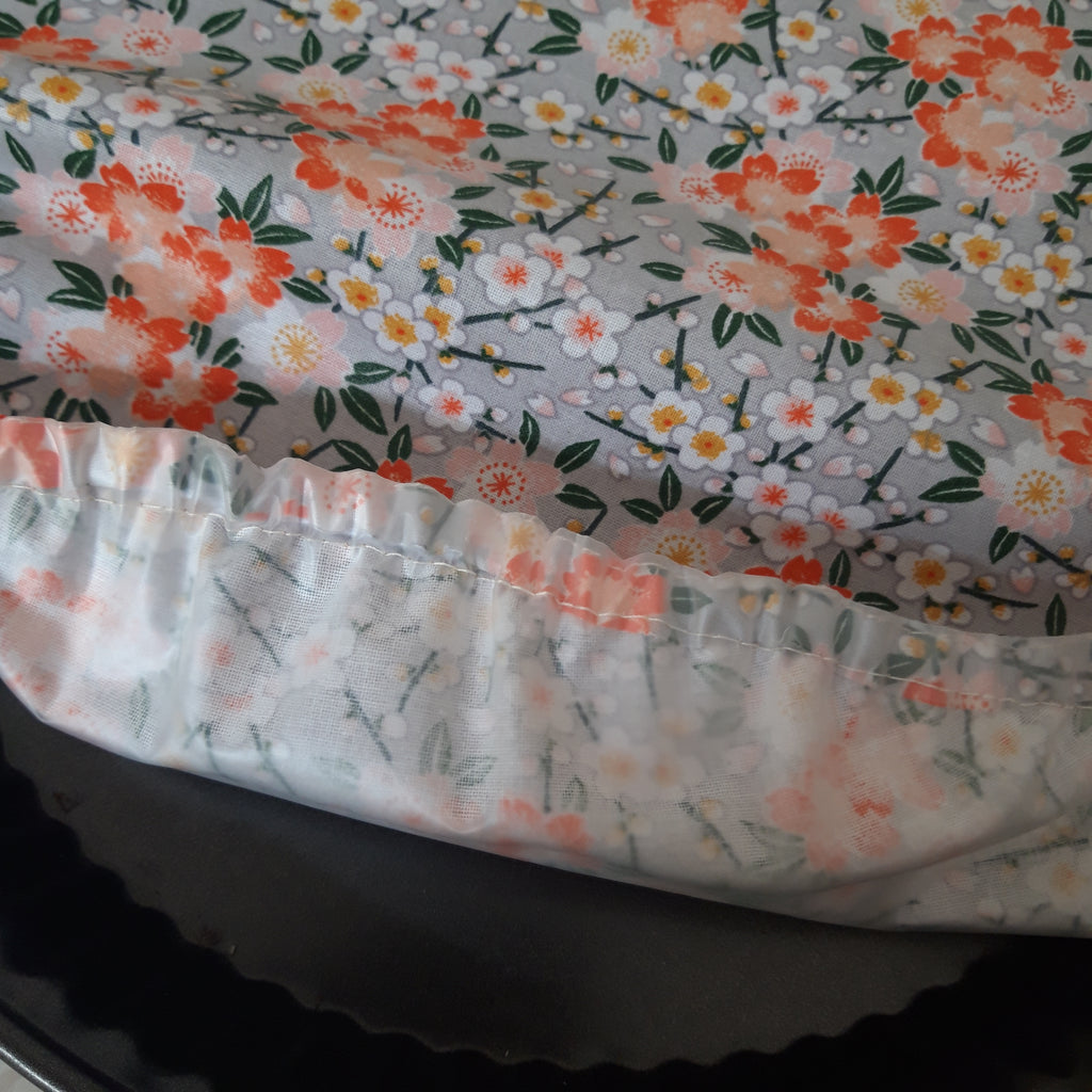 Couvercle à saladier Floral gris et orange