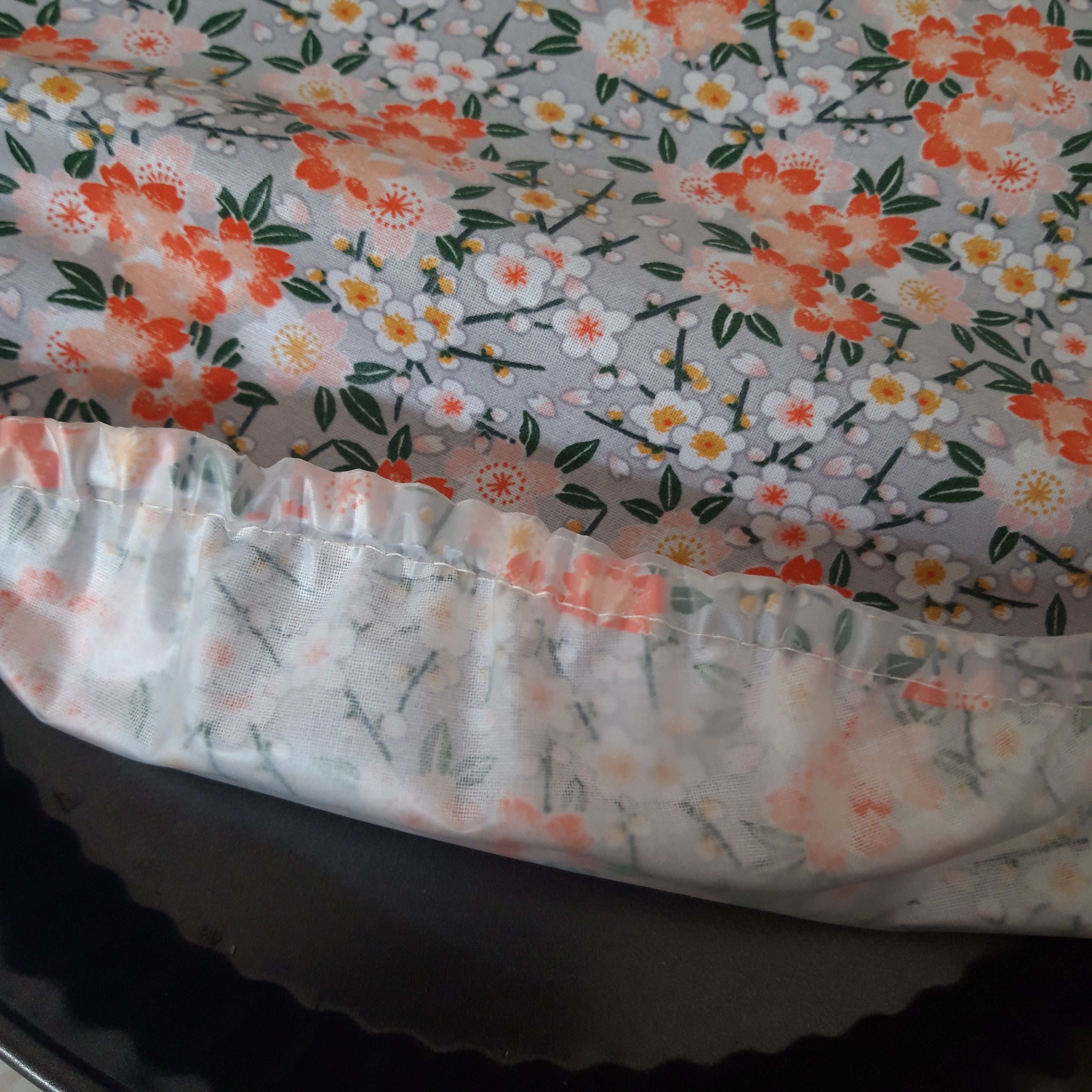 Couvercle à saladier Floral gris et orange