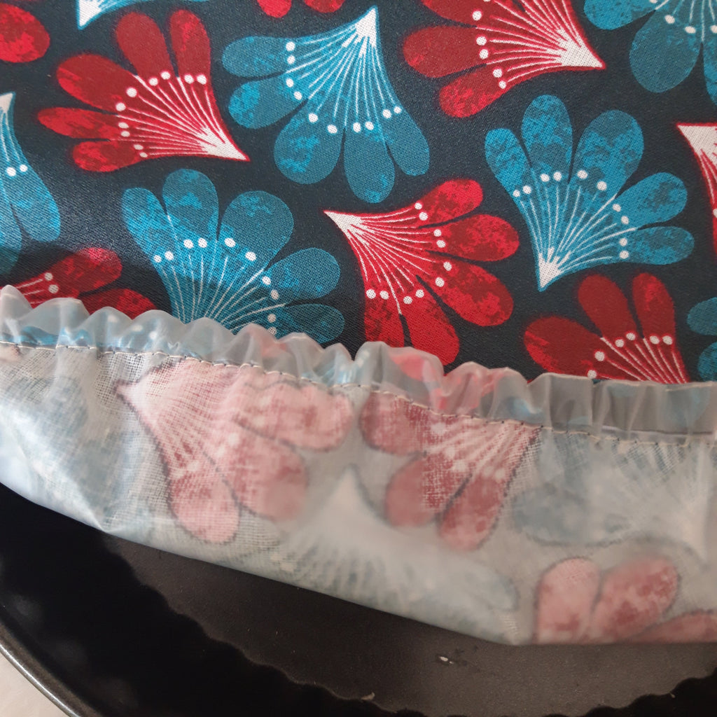 Couvercle à saladier bleu et fuschia