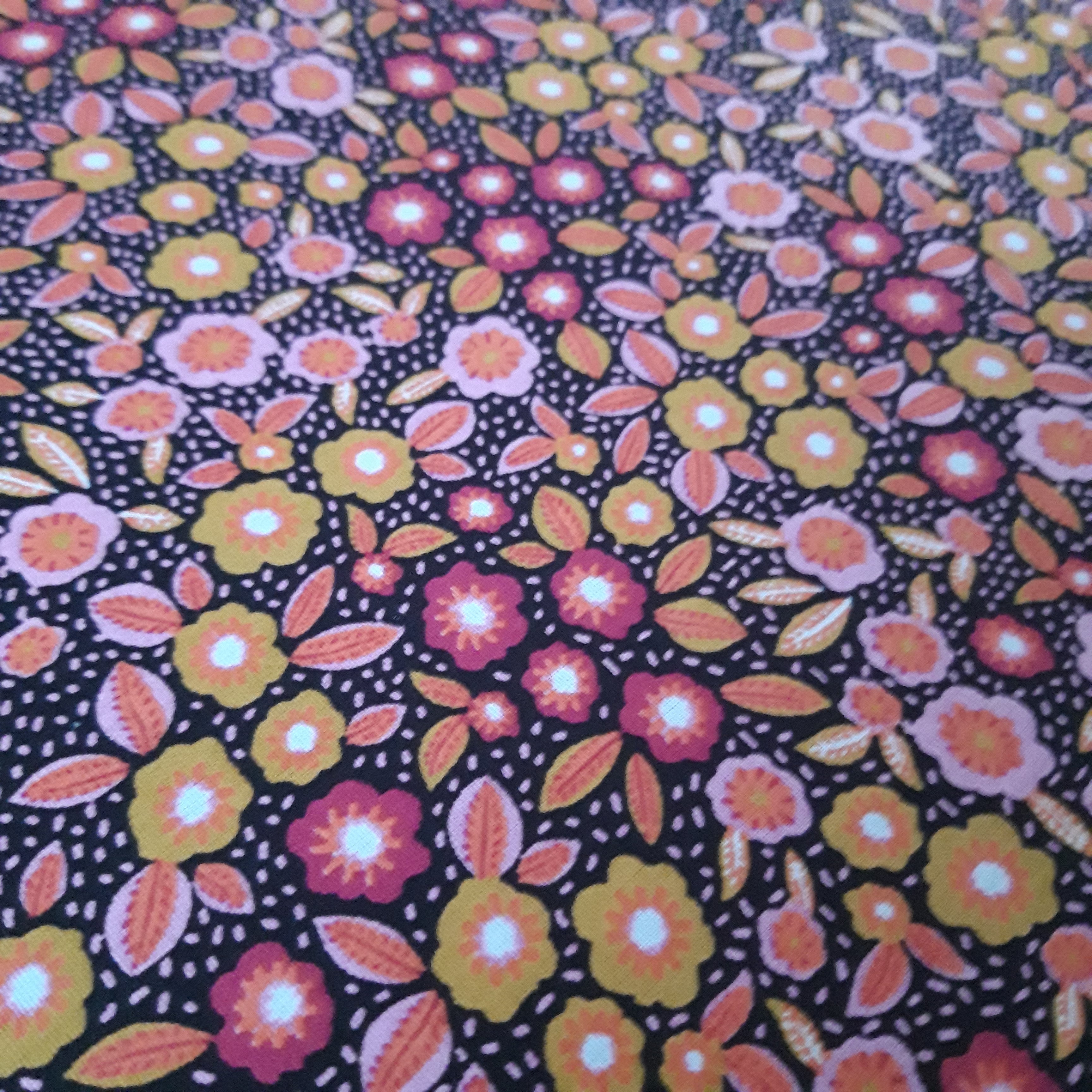 Couvercle à saladier Fleurs roses et noires