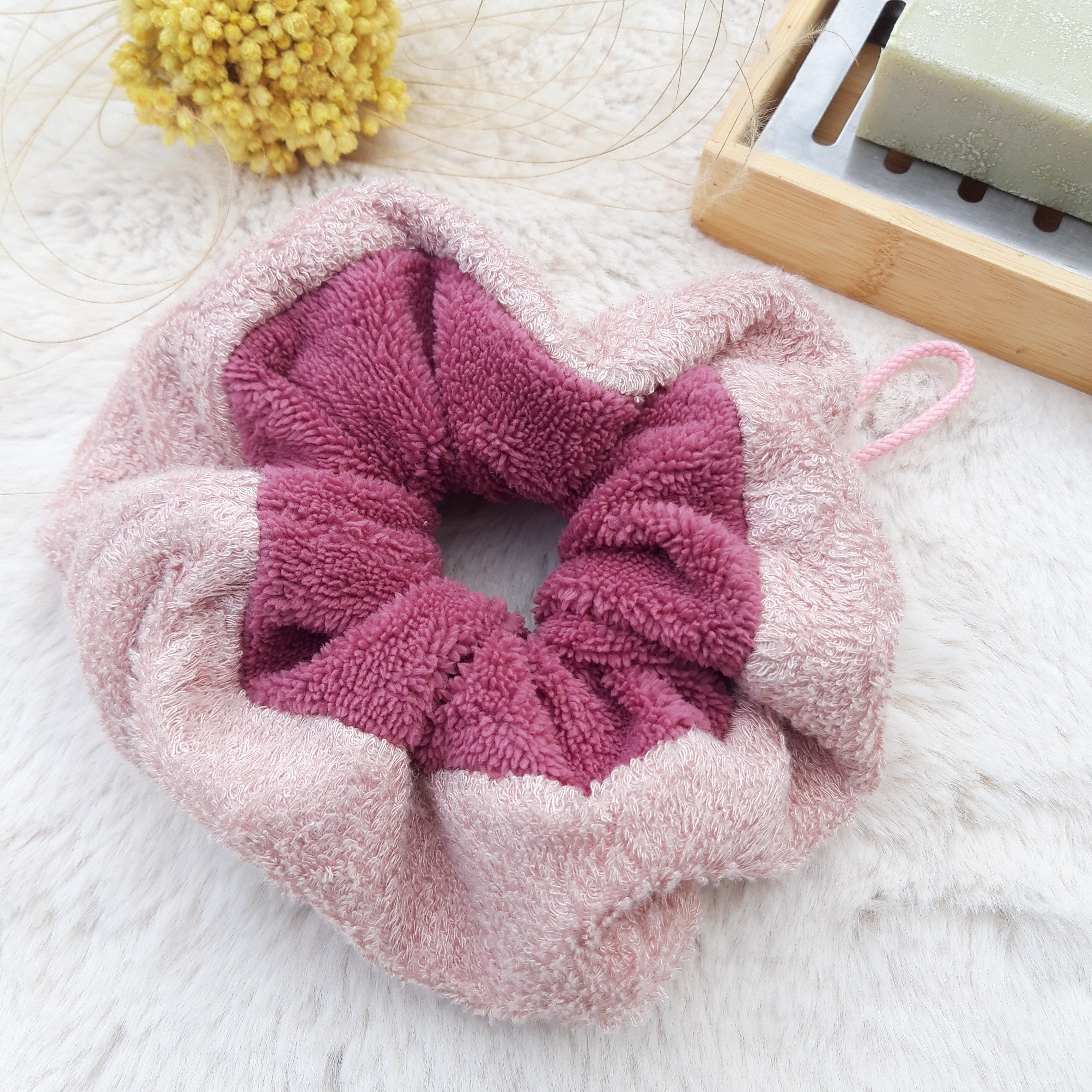 Fleur de douche vieux rose et rose