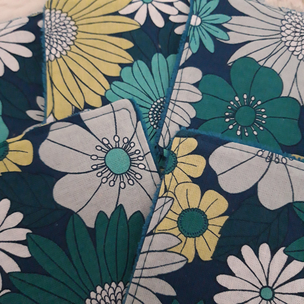 Lot de 5 lingettes vintage bleu