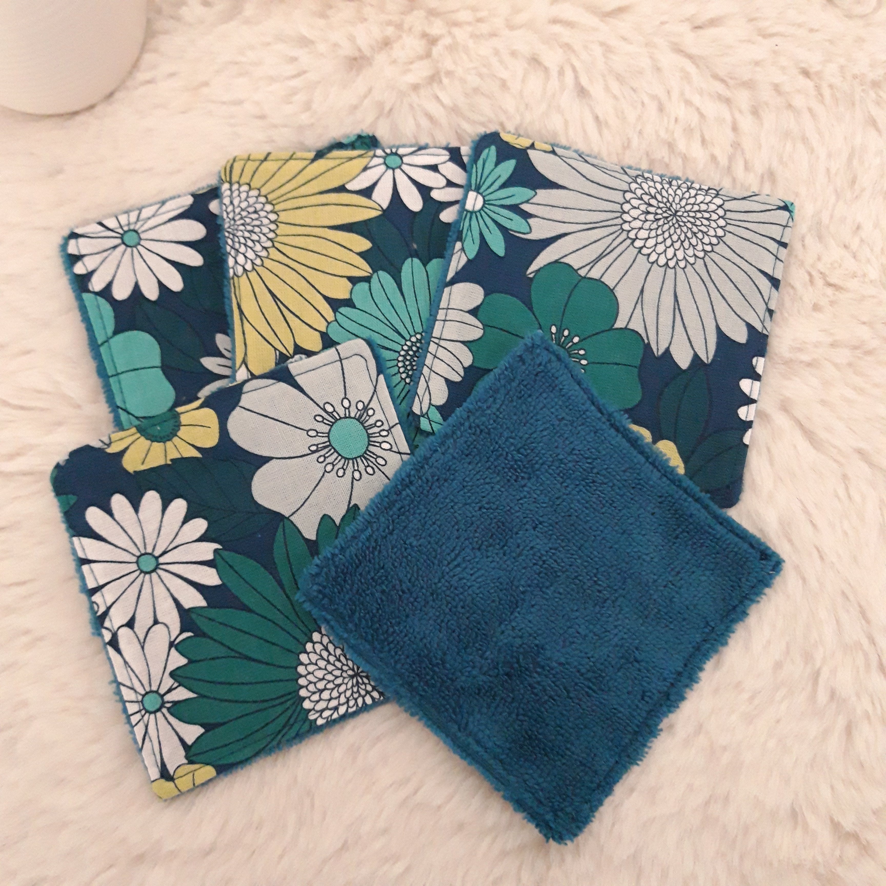 Lot de 5 lingettes vintage bleu