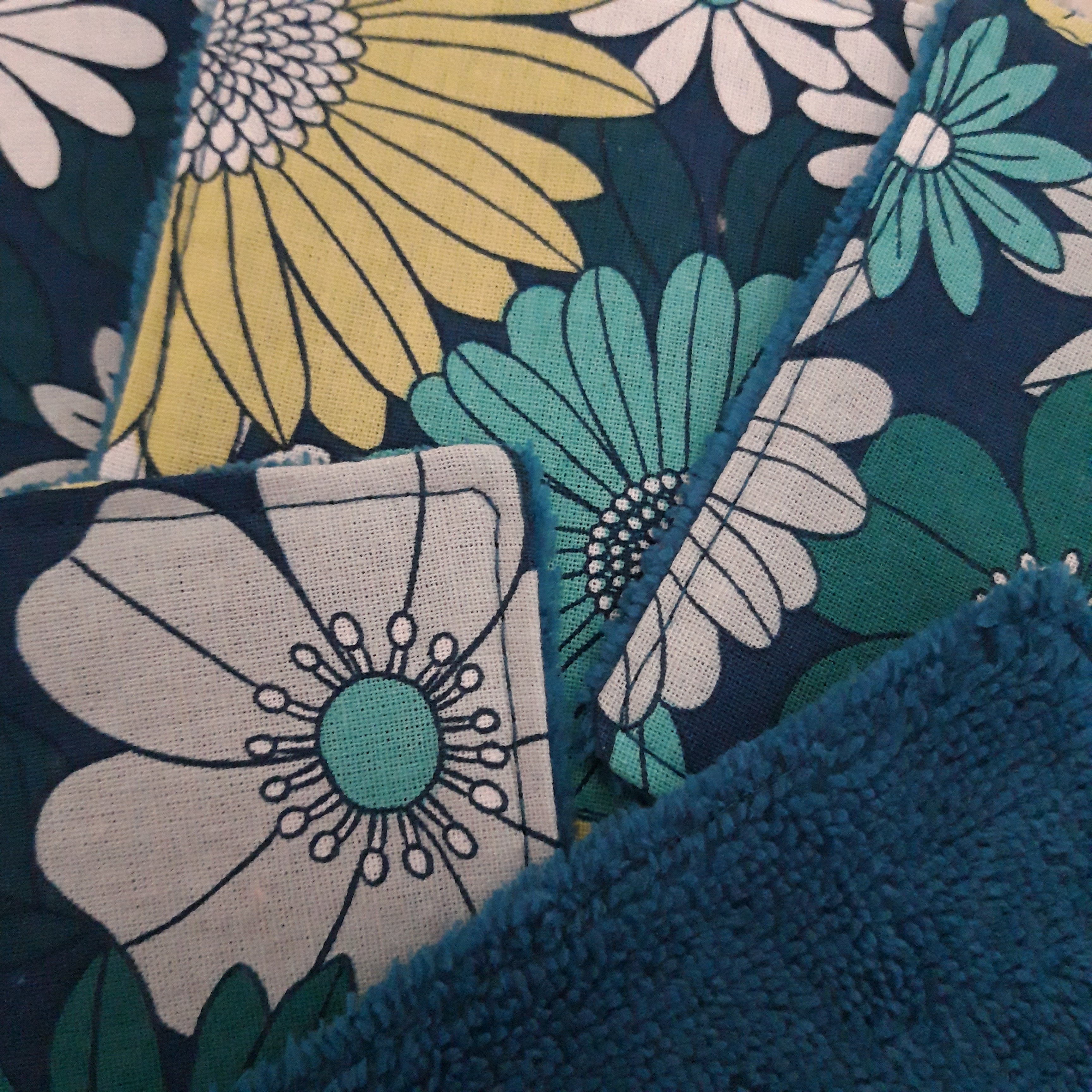 Lot de 5 lingettes vintage bleu