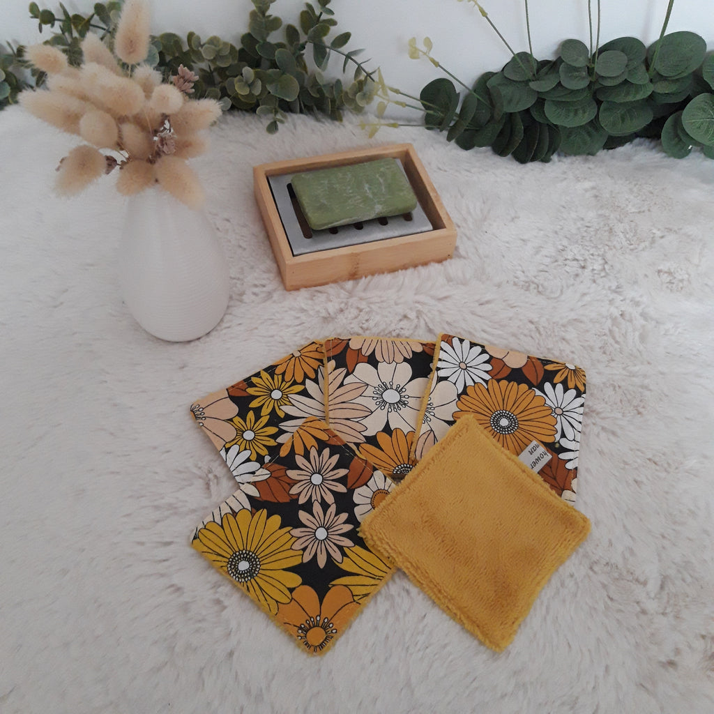 Lot de 5 lingettes vintage jaune