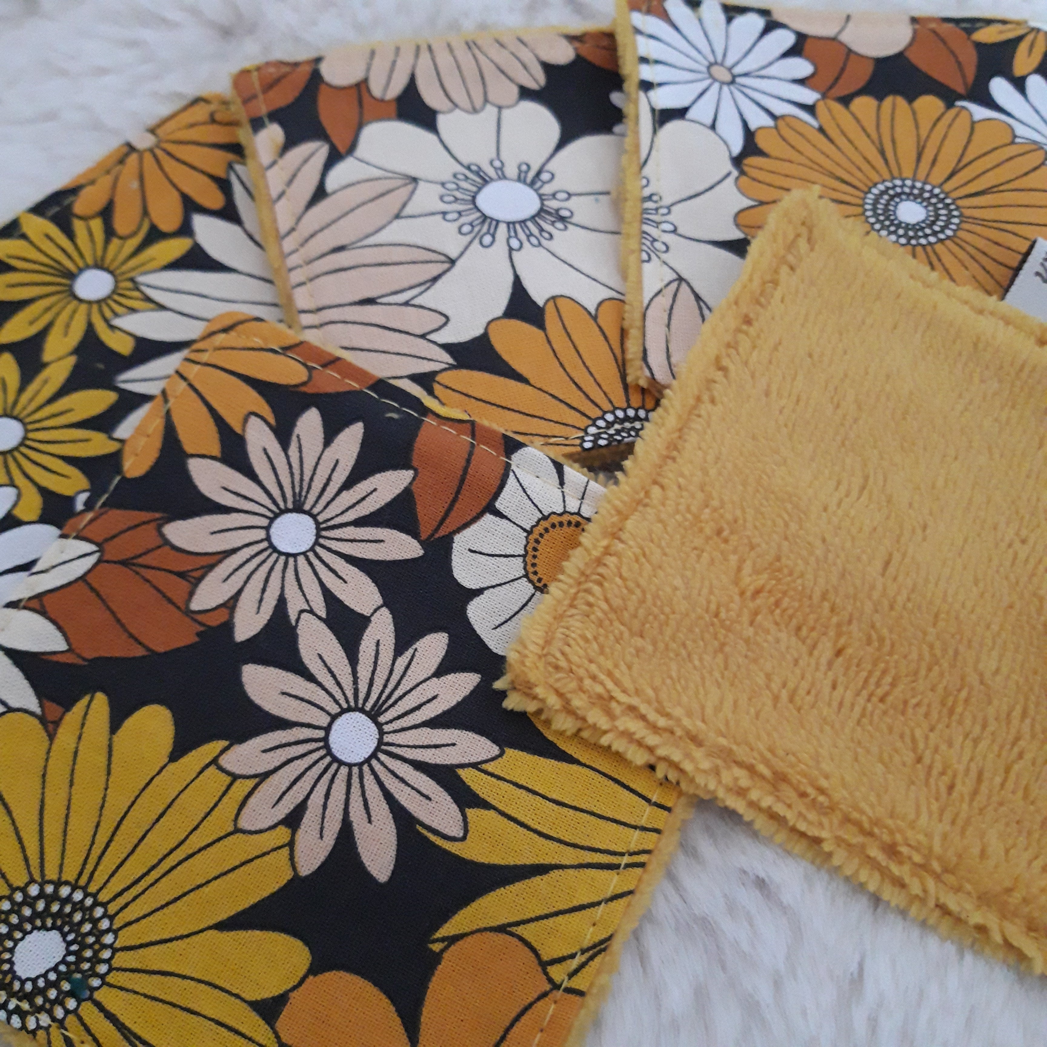 Lot de 5 lingettes vintage jaune