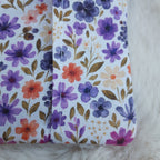 Protège passeport violet avec petites fleurs