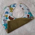 Bavoir bandana - Chats colorés - coton vert