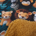 Bavoir élastique lion, zèbre et singe