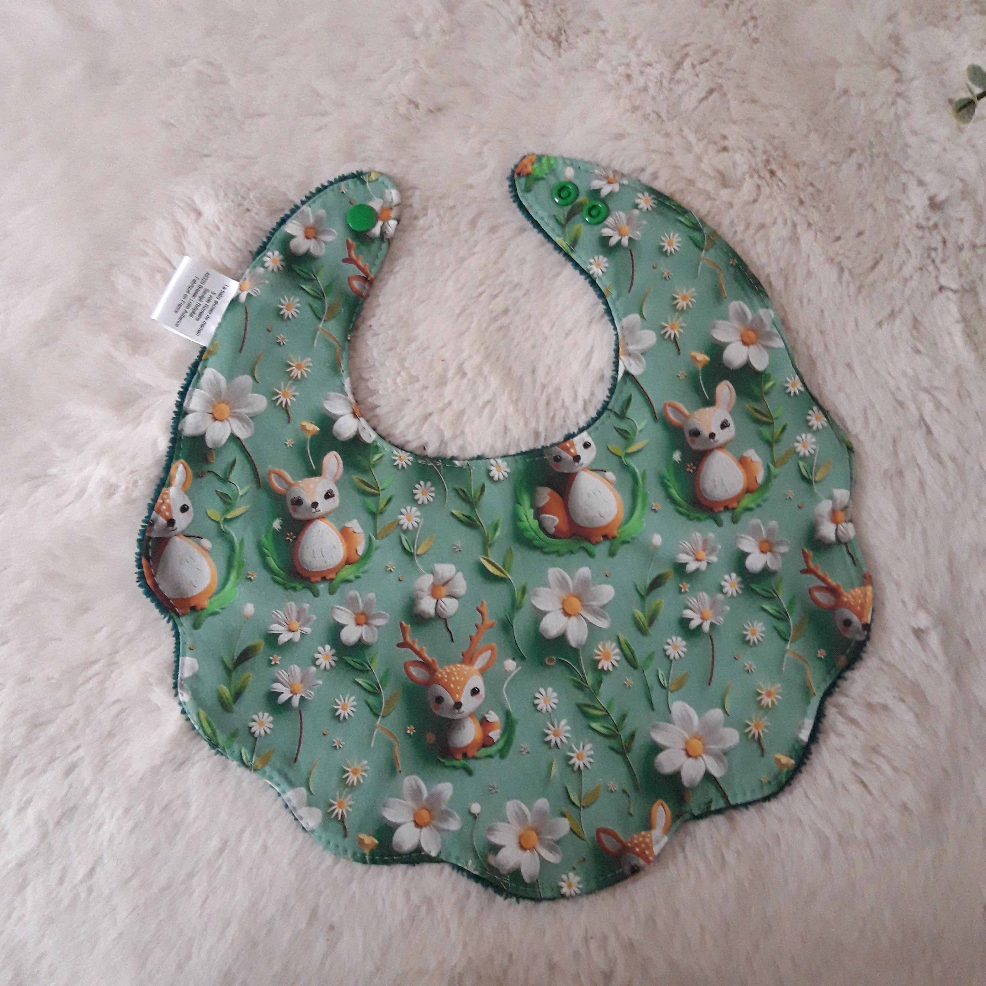 Bavoir fleur velours - faon