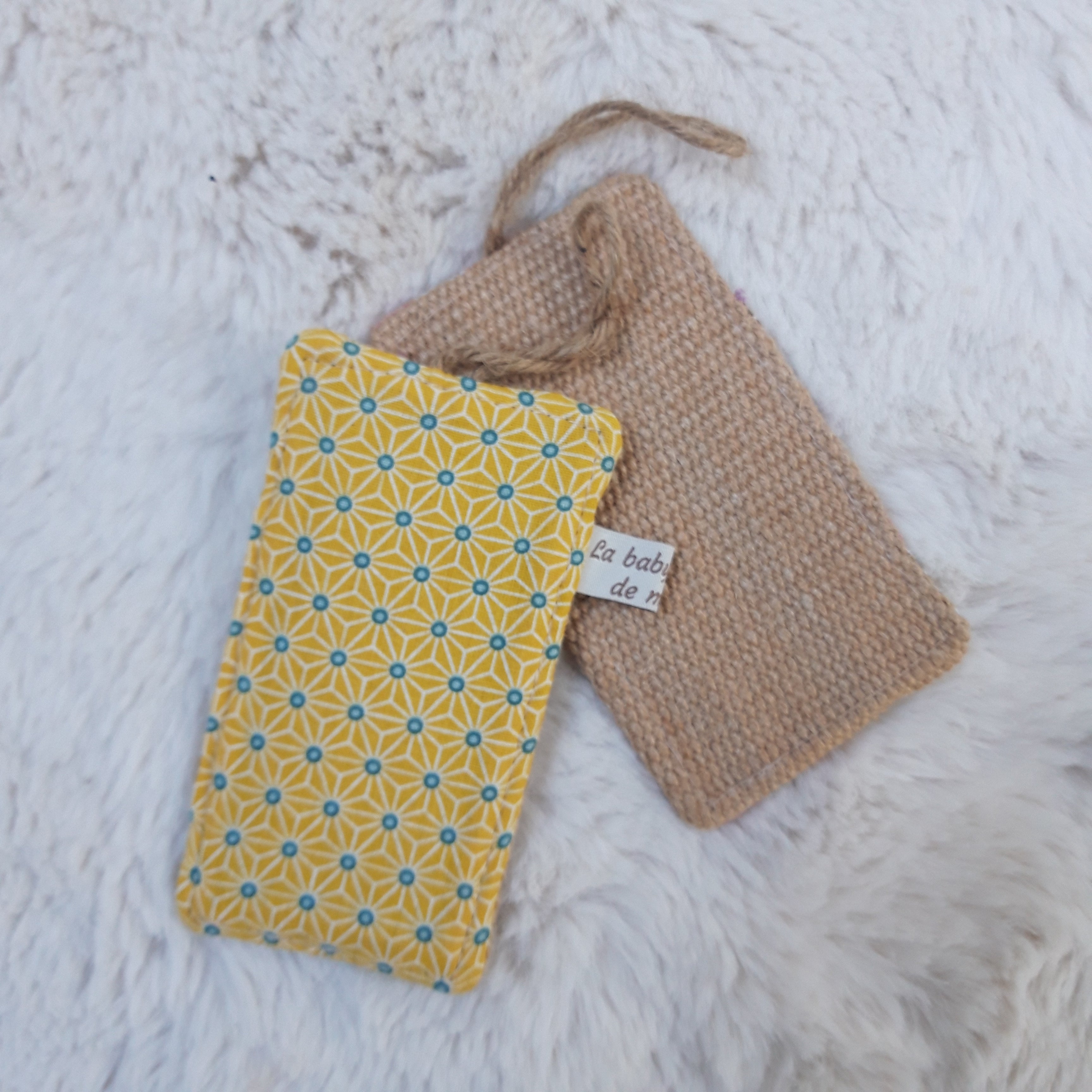 Eponge lavable en toile de jute et coton