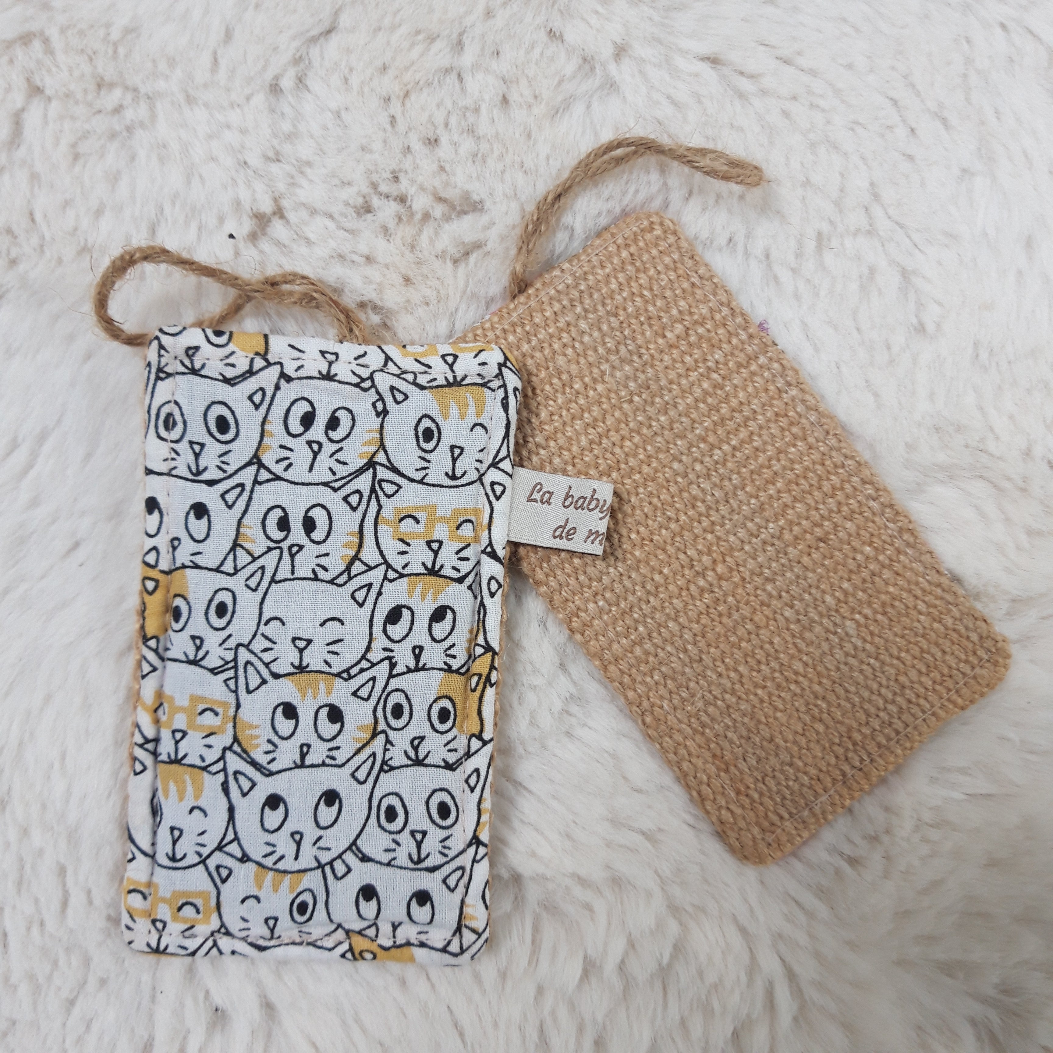 Eponge lavable en toile de jute et coton