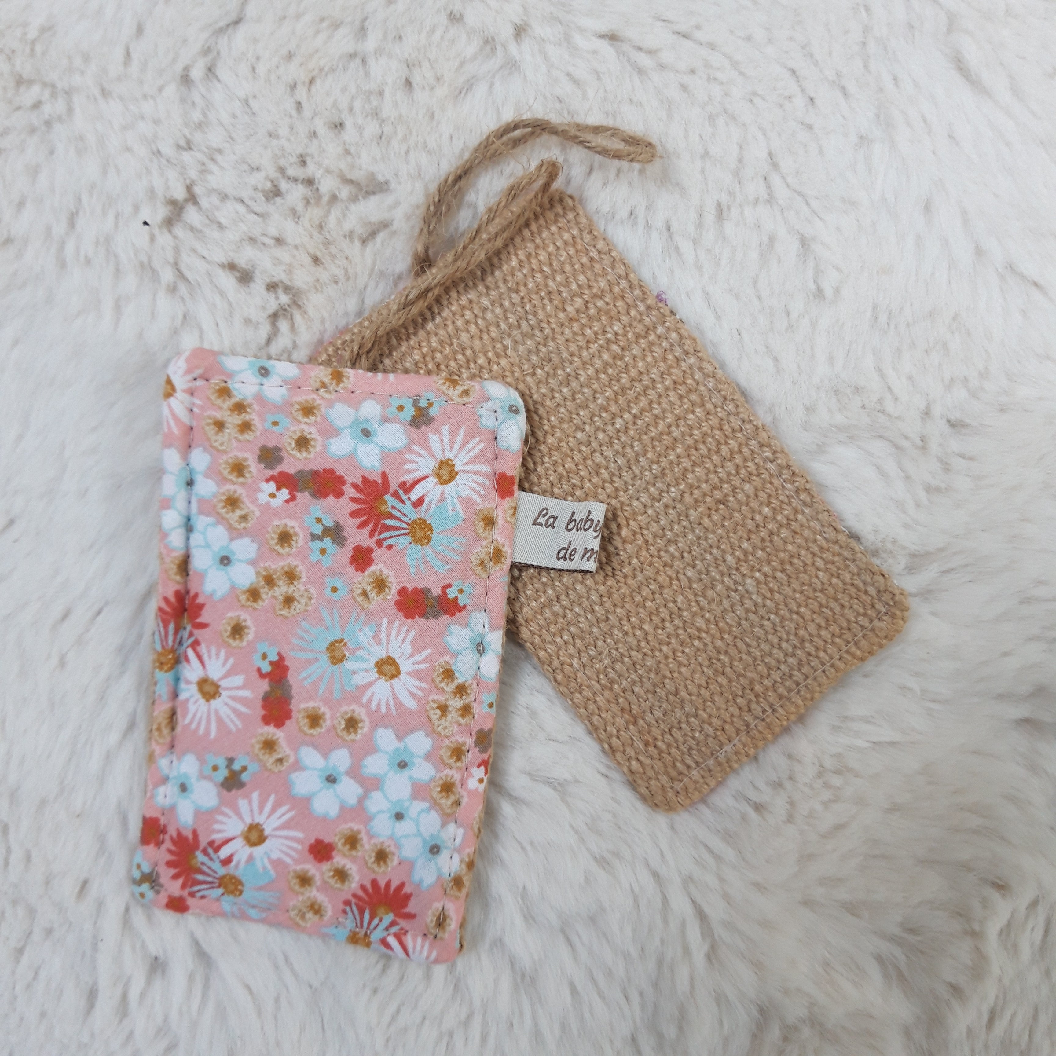 Eponge lavable en toile de jute et coton
