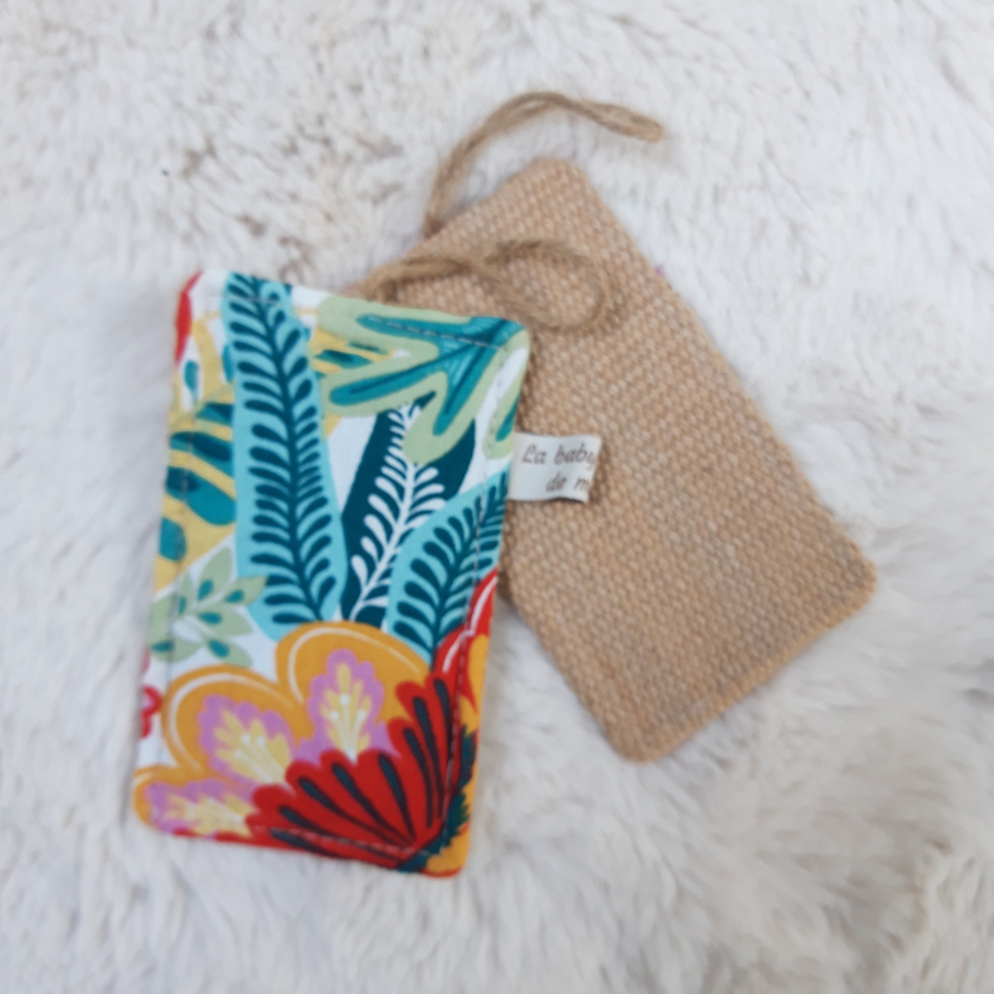 Eponge lavable en toile de jute et coton