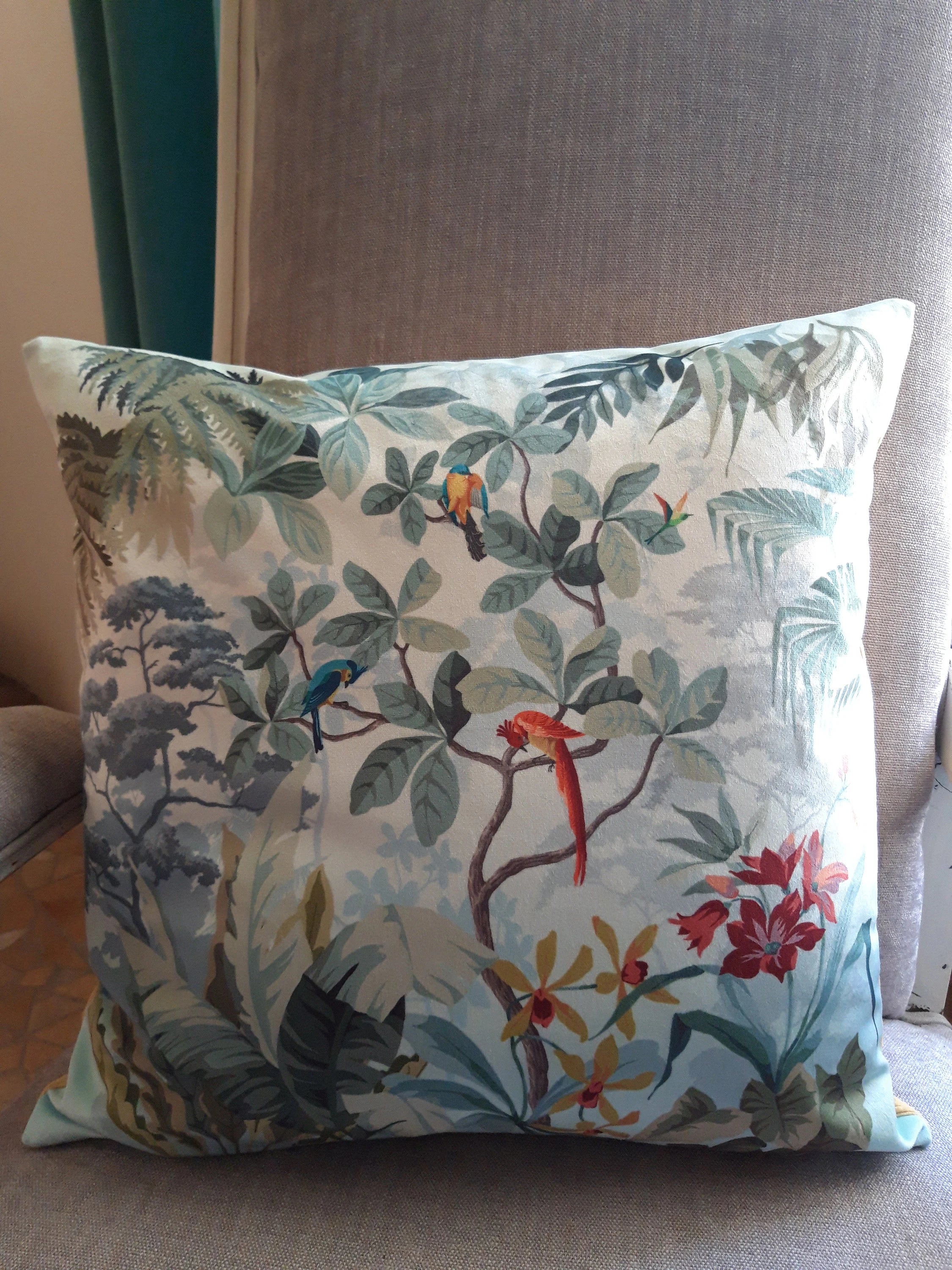 Housse de coussin perroquet