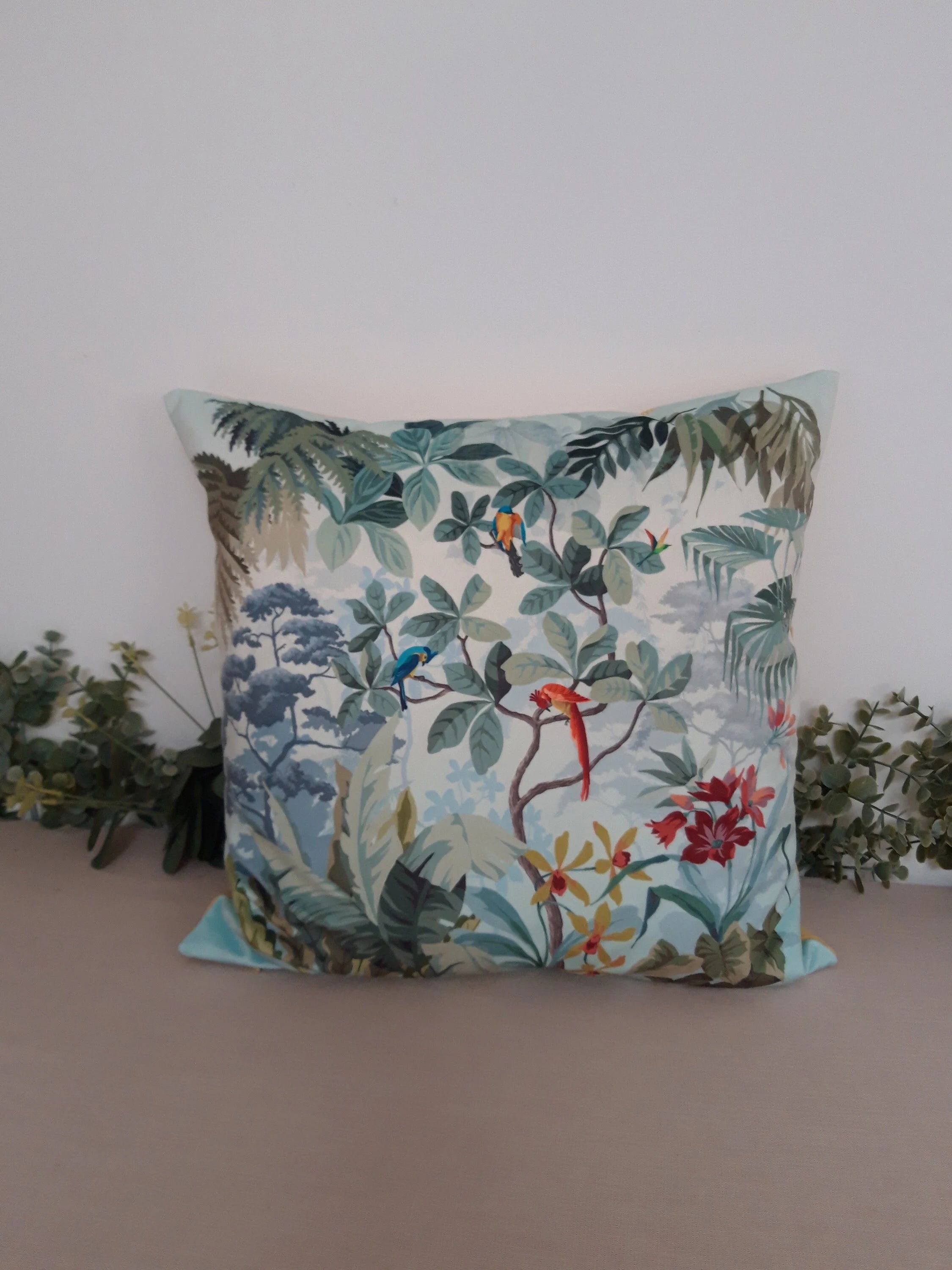 Housse de coussin perroquet