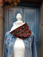 Tour de cou - Snood adulte en polaire et polyester fleuri marron