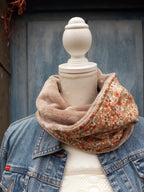 Tour de cou - Snood petite tête adulte ou grande tête enfant en polaire et polyester beige
