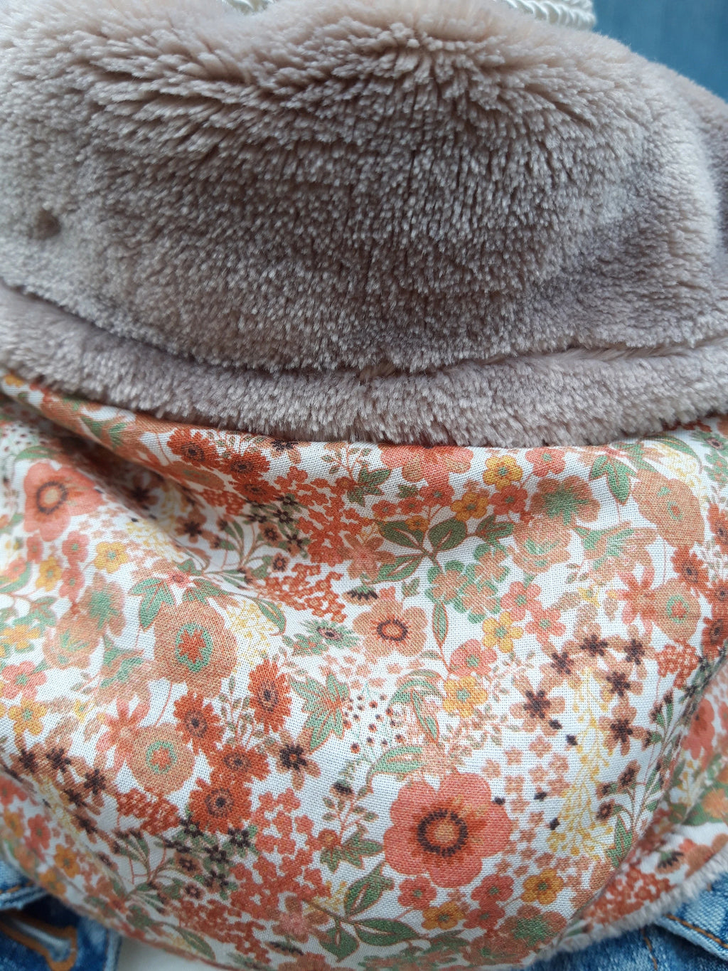 Tour de cou - Snood petite tête adulte ou grande tête enfant en polaire et polyester beige