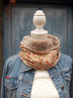 Tour de cou - Snood petite tête adulte ou grande tête enfant en polaire et polyester beige