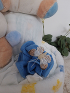 Gâteau de couches - Une vache et un lapin en bleu