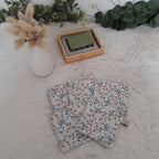 Lot de 5 lingettes fleurs beige et bleues