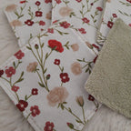 Lot de 5 lingettes fleurs rouges