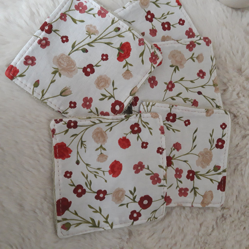 Lot de 5 lingettes fleurs rouges