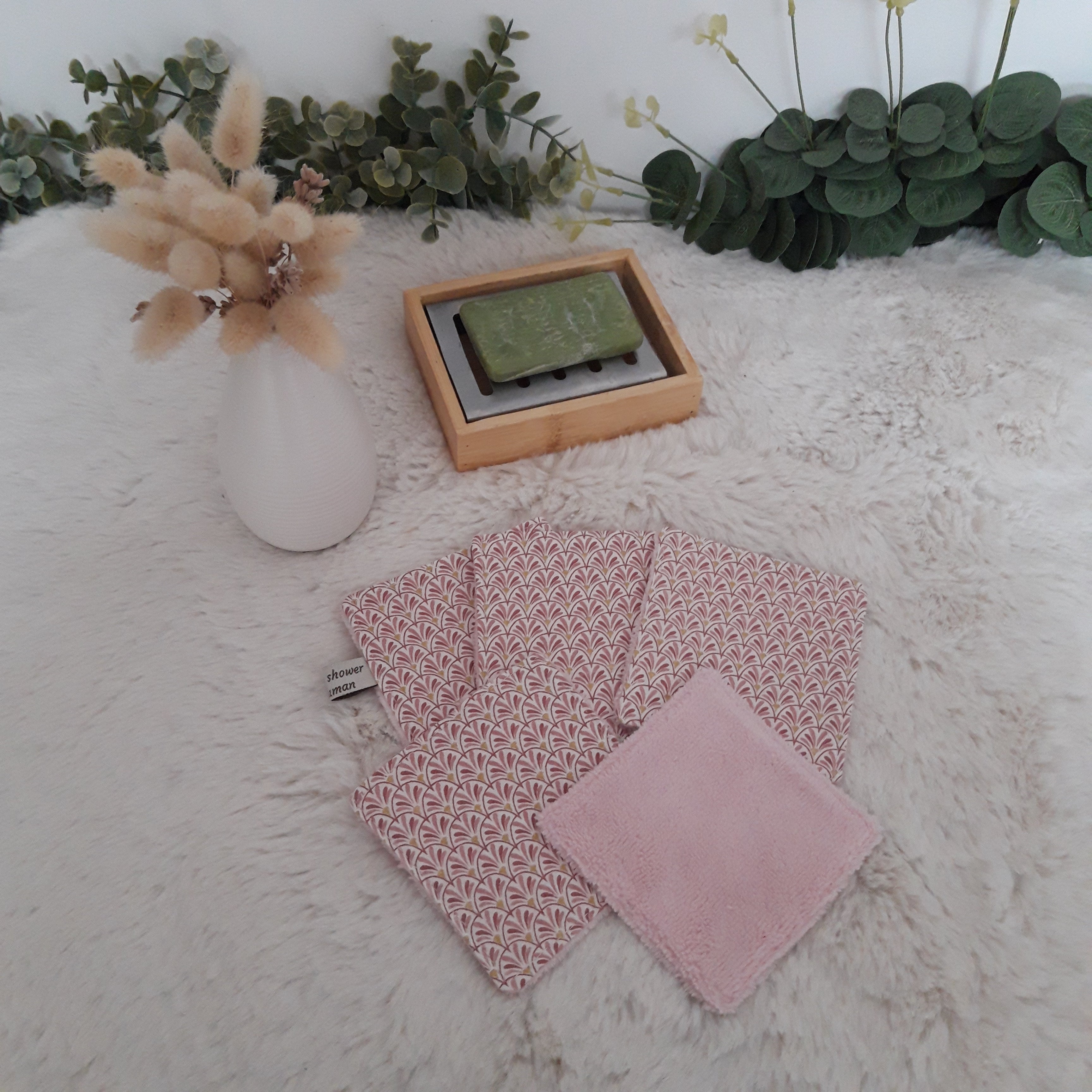 Lot de 5 lingettes rose éventail
