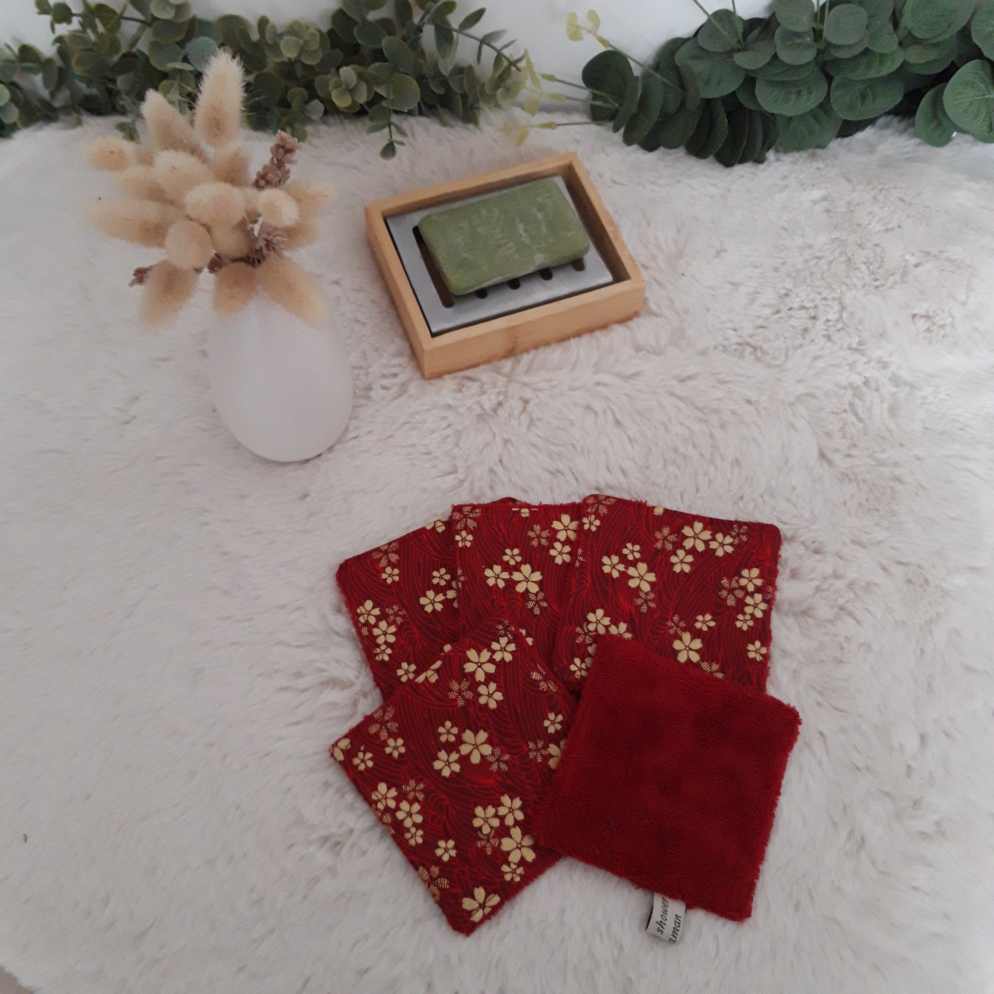 Lot de 5 lingettes rouge et or