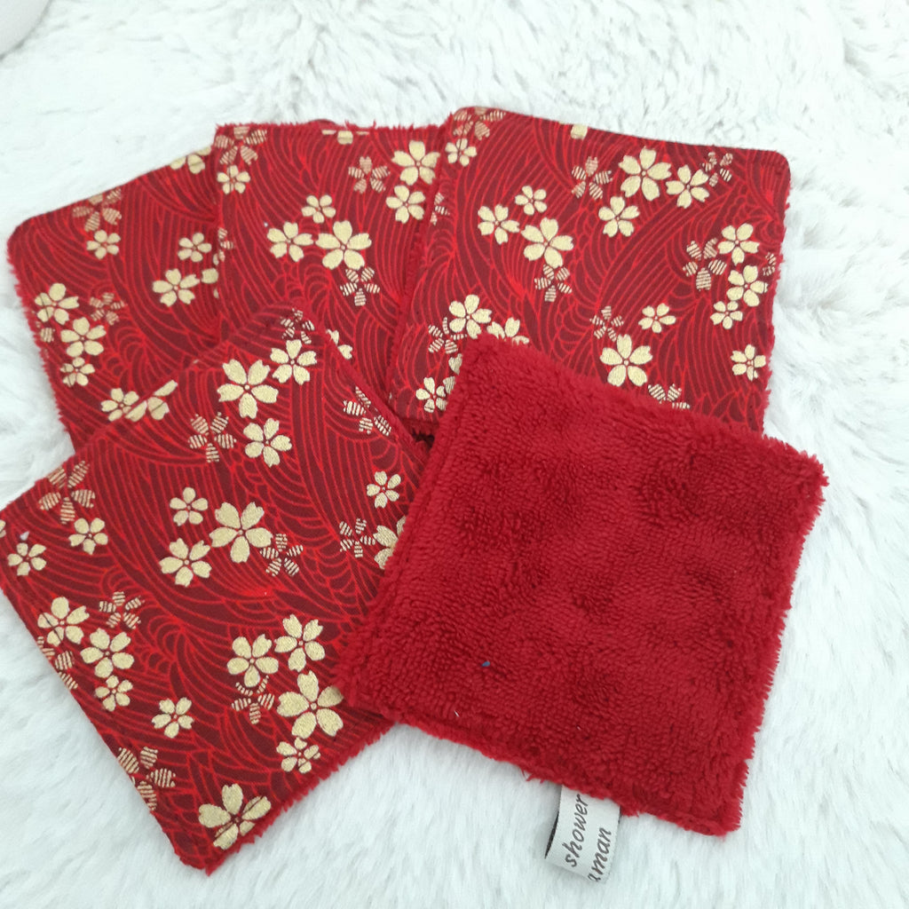 Lot de 5 lingettes rouge et or