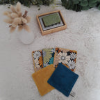 Lot de 5 lingettes vintage jaune et bleu