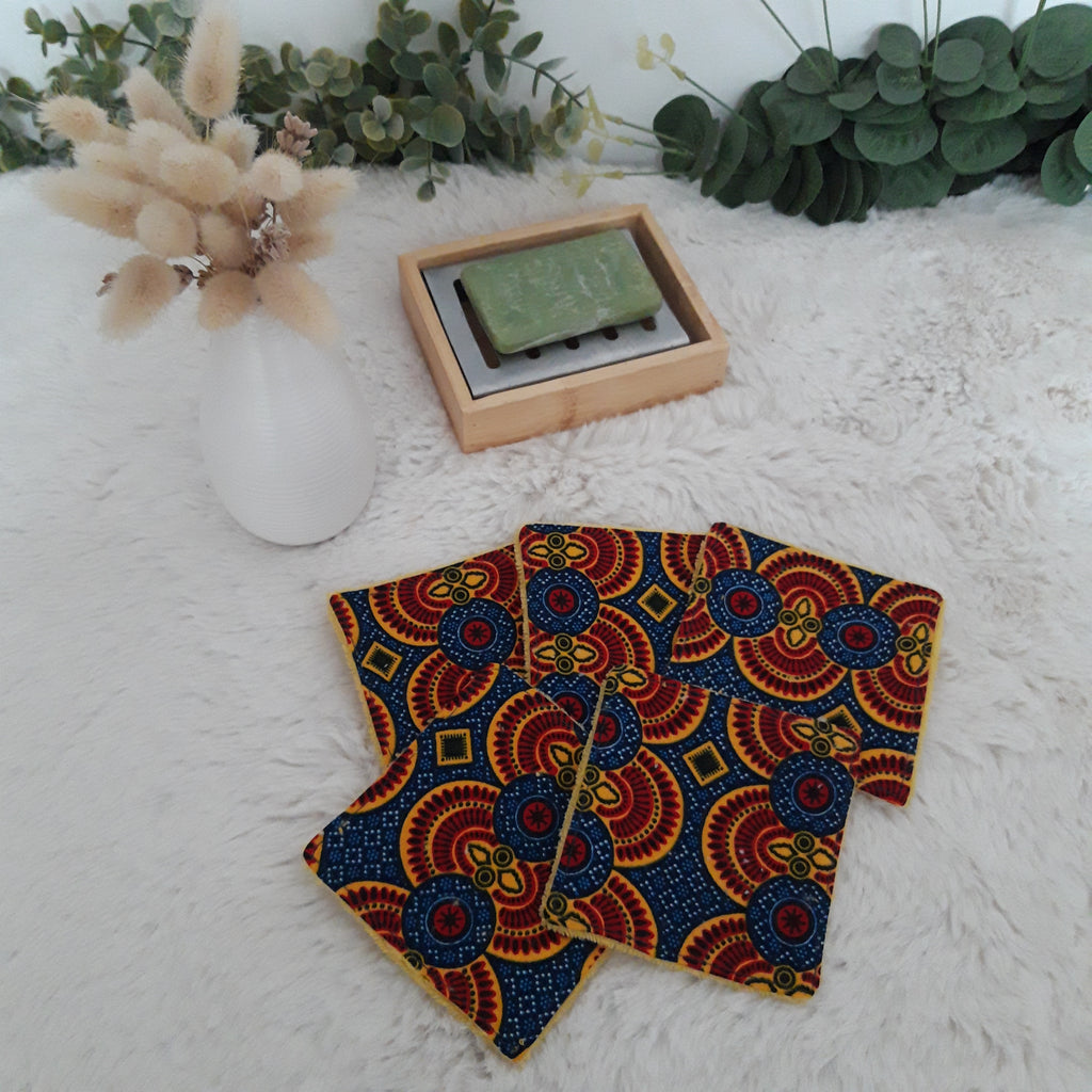 Lot de 5 lingettes wax bleu et jaune