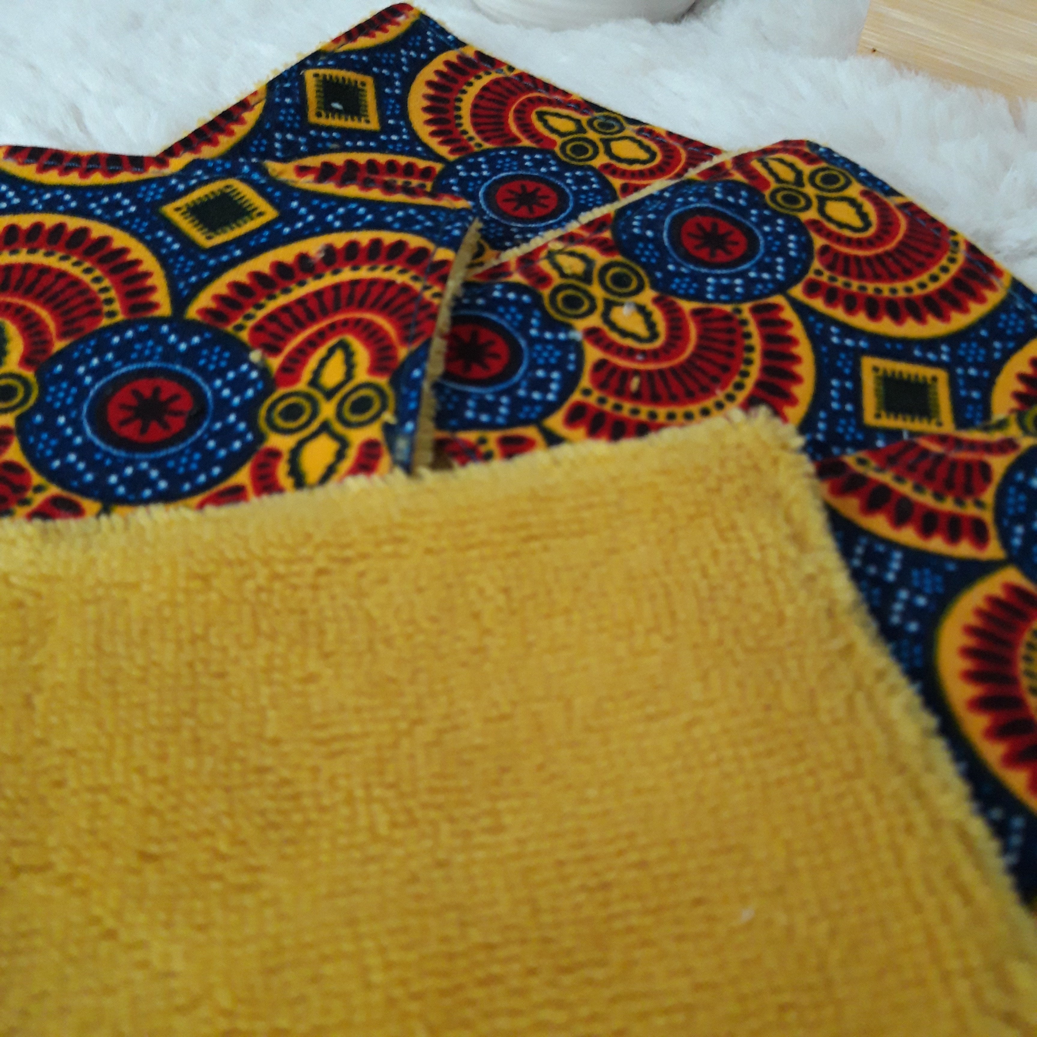 Lot de 5 lingettes wax bleu et jaune