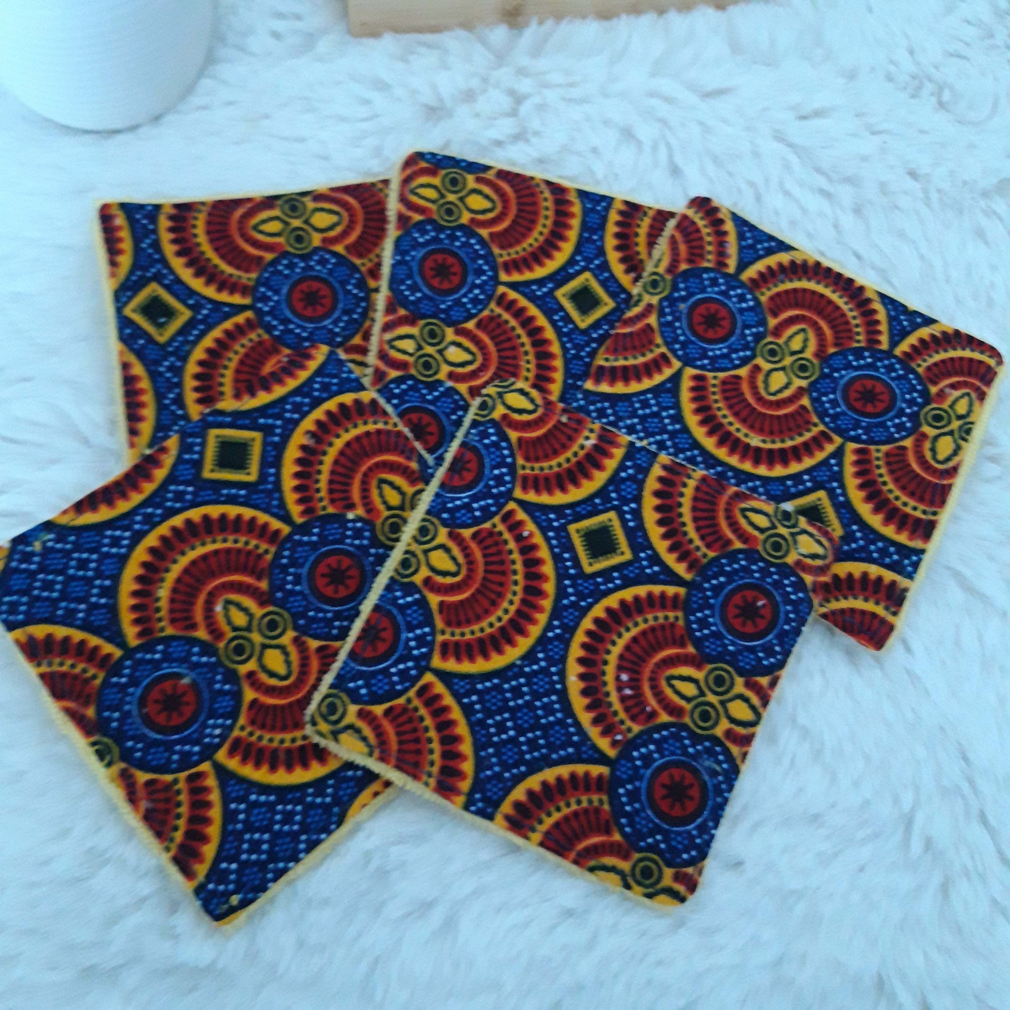 Lot de 5 lingettes wax bleu et jaune