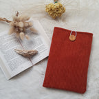 Pochette à livres velours Terracota et fleurs marrons