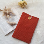 Pochette à livres velours Terracota et fleurs jaunes