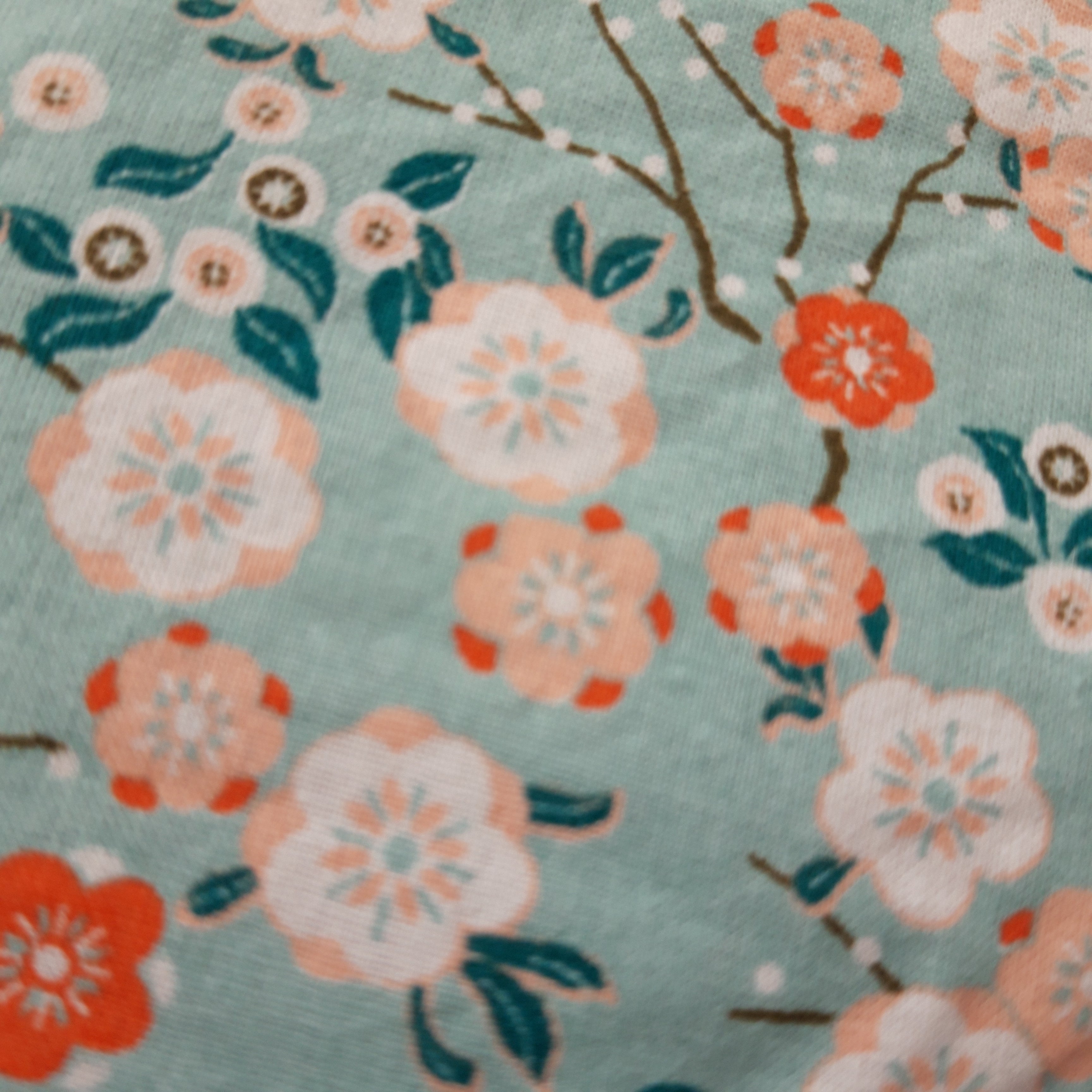 Pochette à livres velours bleue ciel et petites fleurs