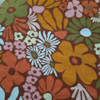 Pochette à livres velours Terracota et fleurs marrons