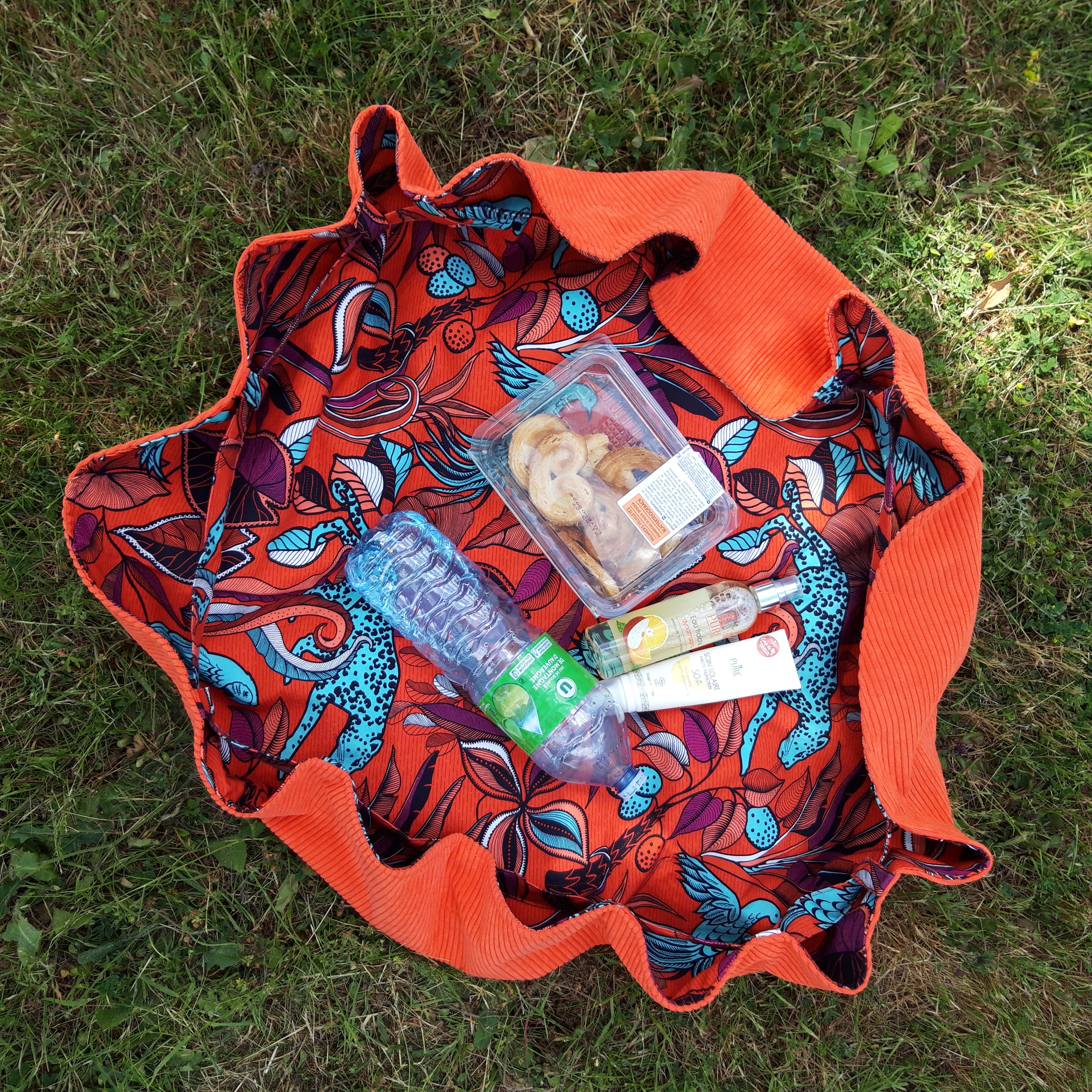 Sac fourre-tout pour les courses velours orange exotique