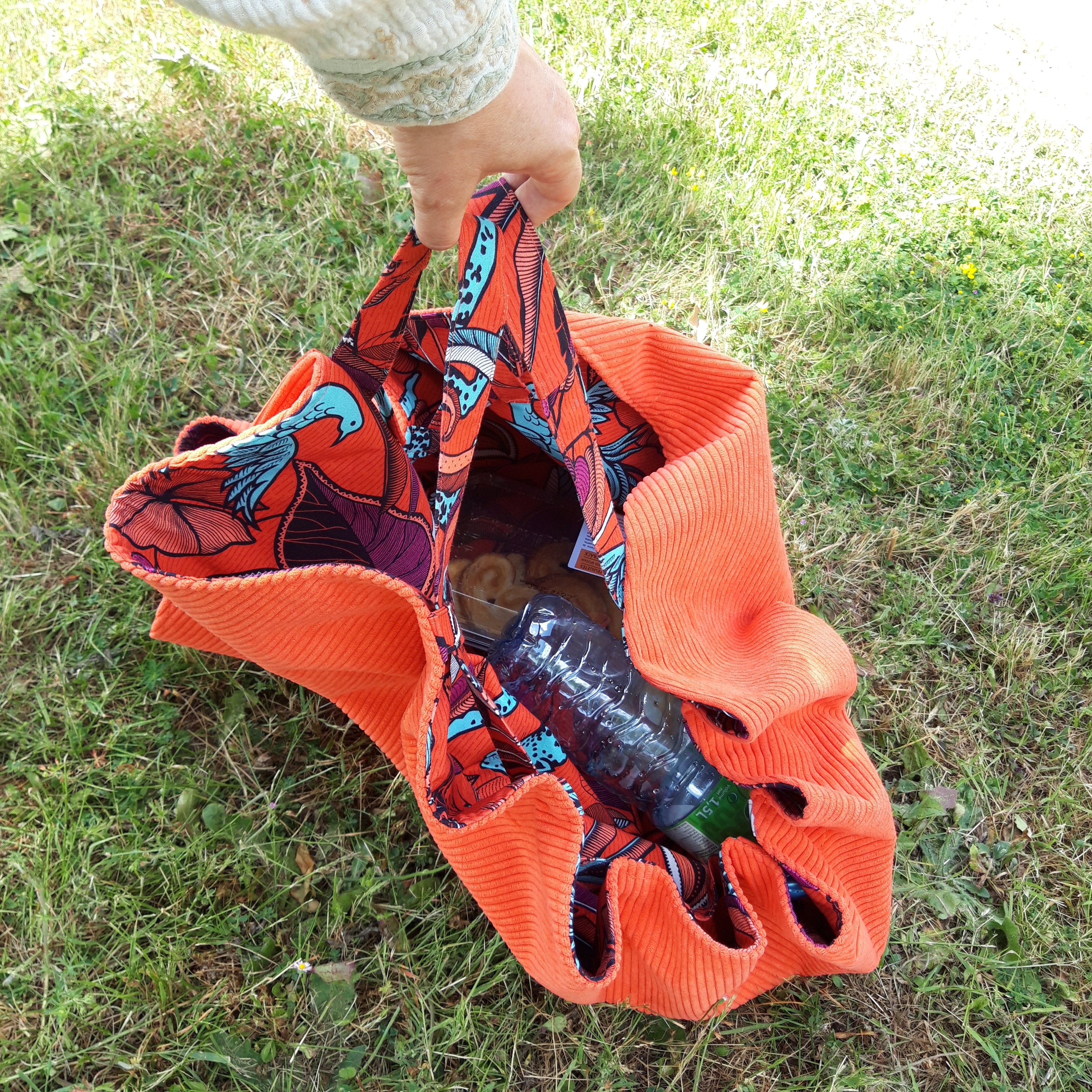 Sac fourre-tout pour les courses velours orange exotique