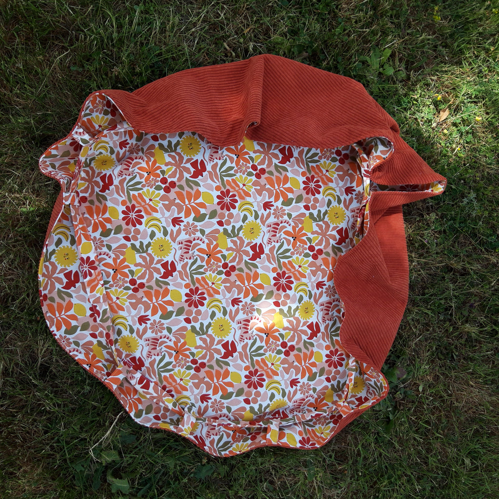Sac fourre-tout pour les courses velours marron et soleil