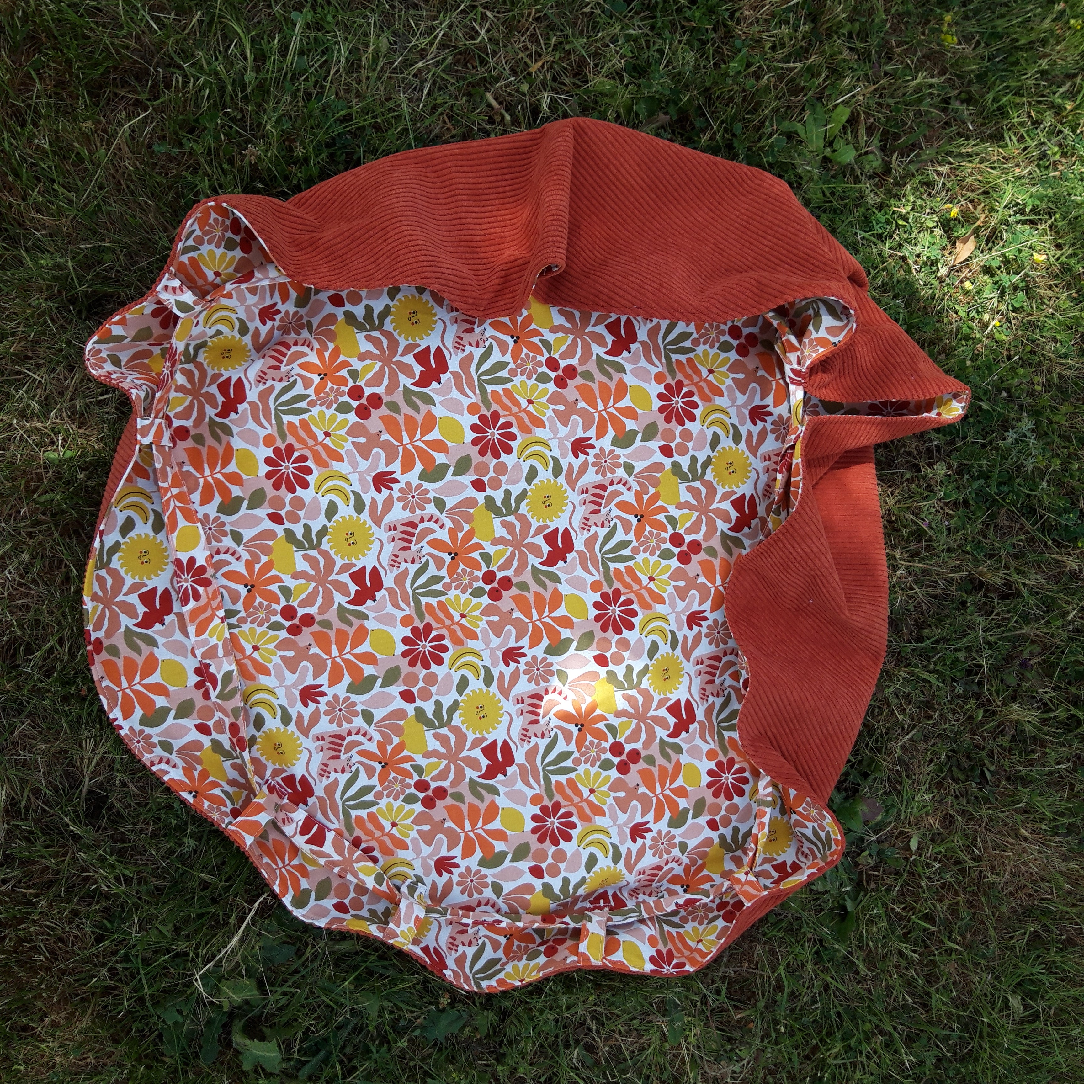 Sac fourre-tout pour les courses velours marron et soleil