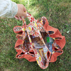 Sac fourre-tout pour les courses velours marron et soleil