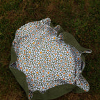 Sac fourre-tout pour les courses velours vert et grosses fleurs
