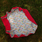 Sac fourre-tout pour les courses velours fuschia et petites fleurs