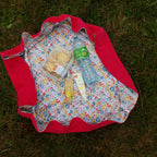 Sac fourre-tout pour les courses velours fuschia et petites fleurs
