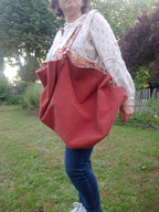 Sac fourre-tout pour les courses velours marron et soleil
